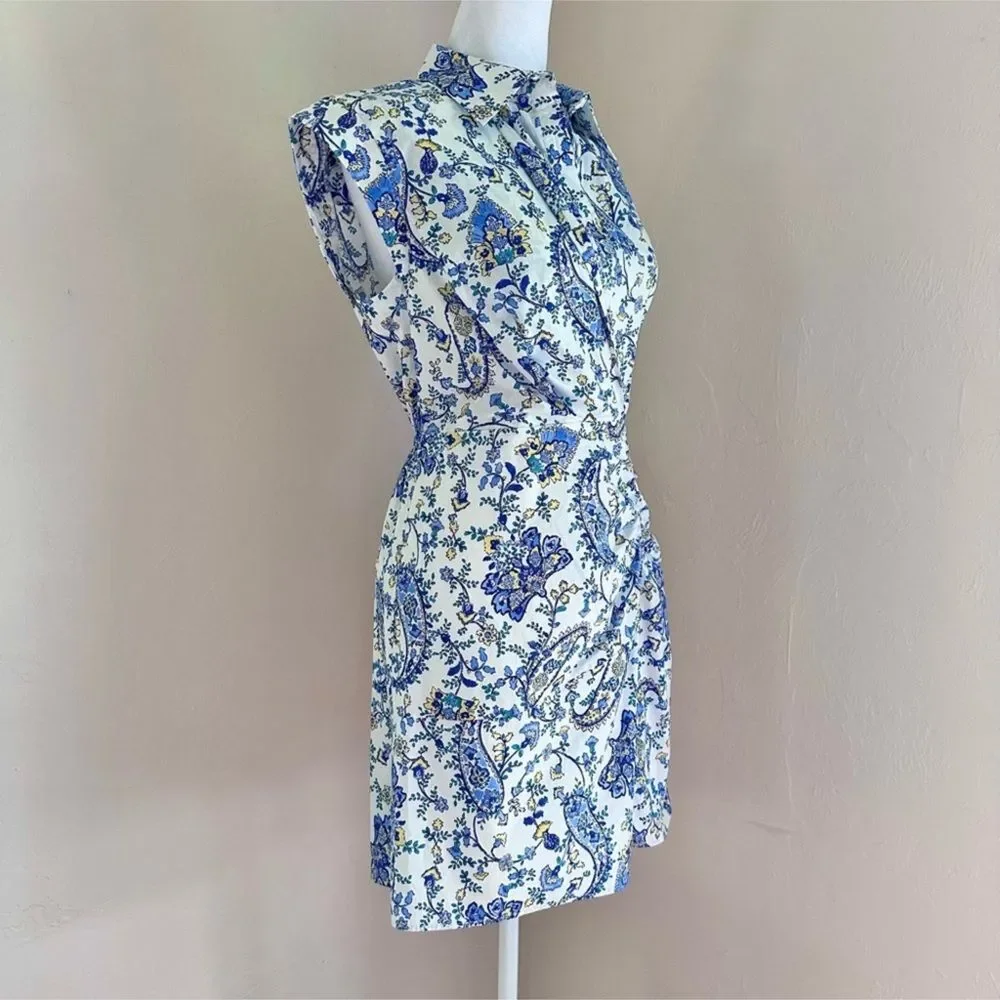 Milly Maxwell Sketched Paisley Dress in Blue and White Size 4